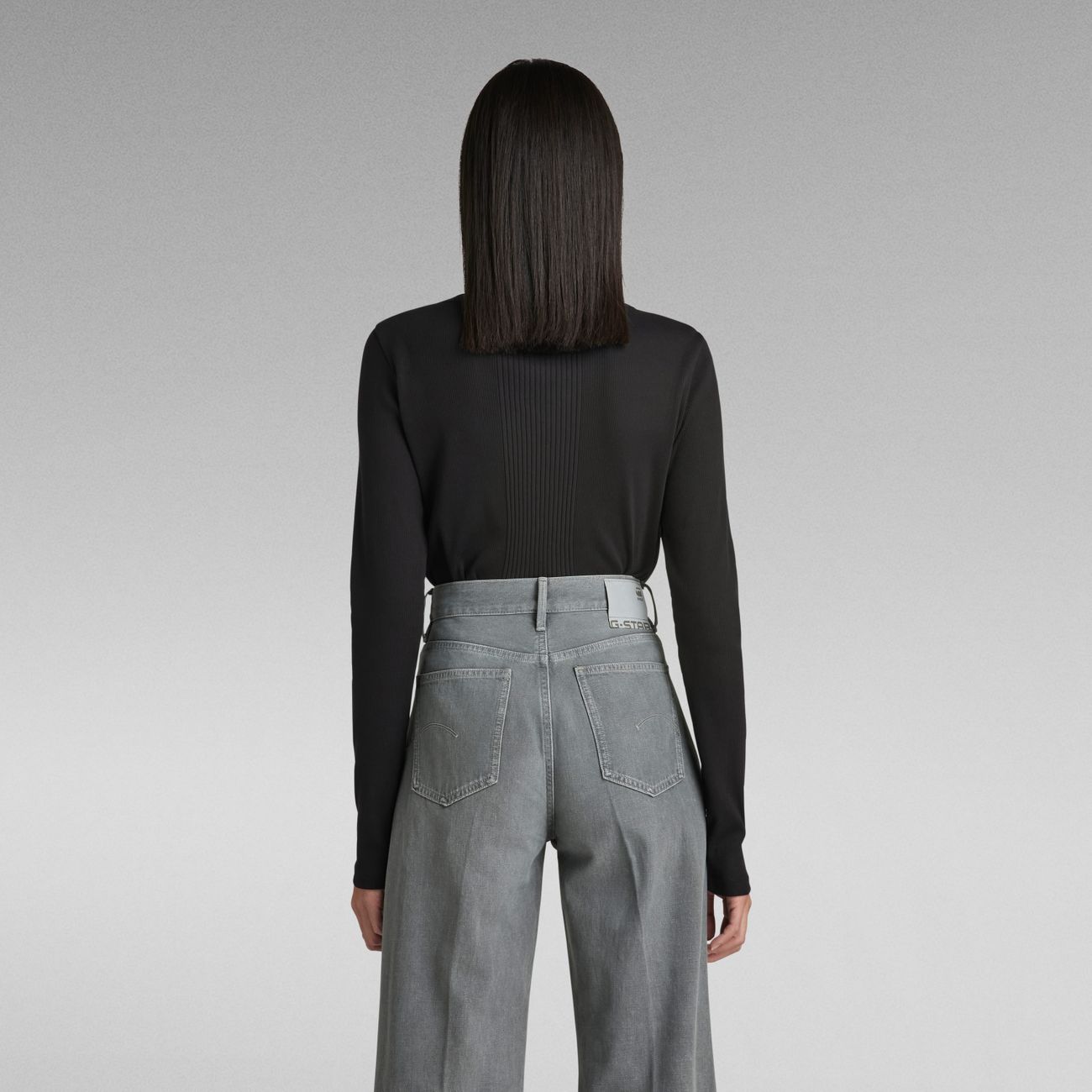 G-STAR RAW DENIM SLIM RIB BOATNECK L/S Damen Longsleeve